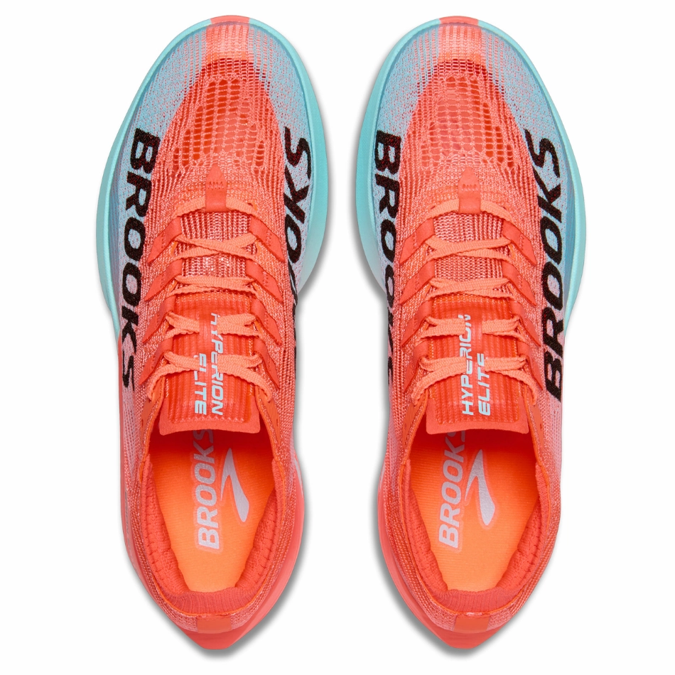 Brooks Unisex Hyperion Elite 5 Running Shoes in Pink Clay/Atomizer Blue AW25 Foam Pod Response