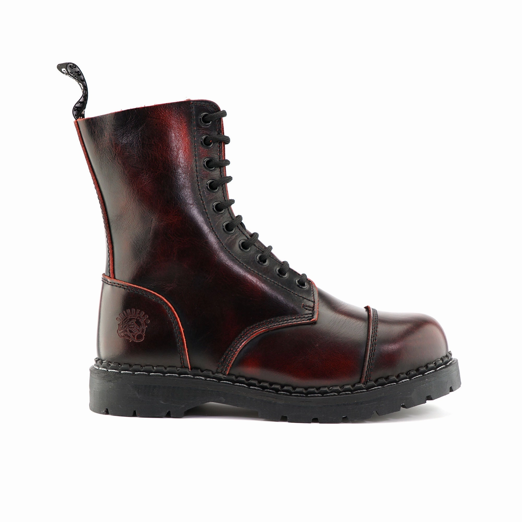 lightweight materials Grinders Unisex Wine Leather Steel Toe Cap Lace Up Boots - Stag ACS