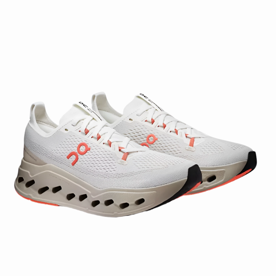 mountain - running On Women's Cloudsurfer Max Running Shoes in Ivory/Salmon AW25