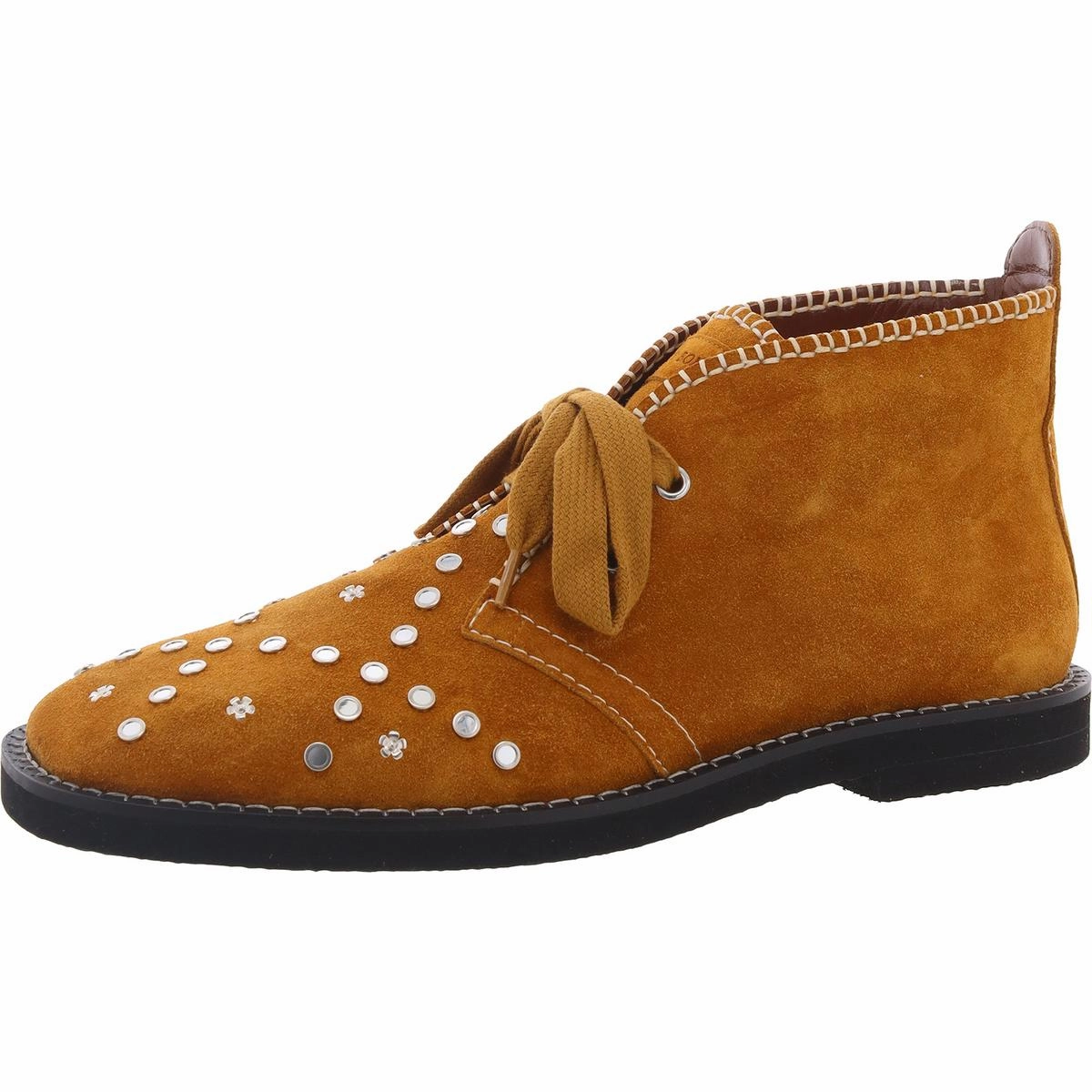 Lace-Up with Studs Mens Studded Suede Chelsea Boots Wedge Sole Padded Interior Cold Climate