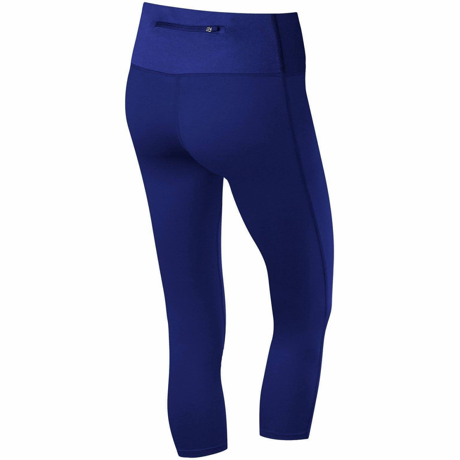 TCA Pro Performance Supreme Womens 3/4 Capri Running Tights - Blue Lightweight Material Unisex Style Postpartum Fit Gym Workout