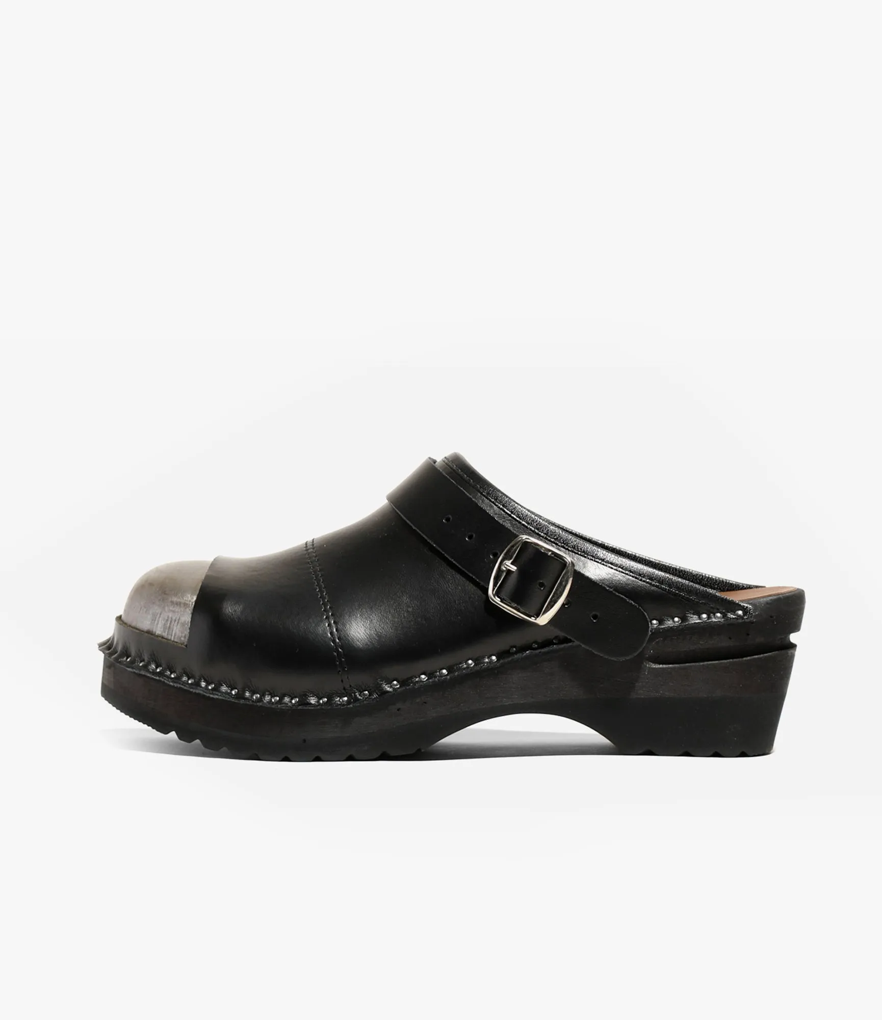 Durable rubber sole Steel Toe Safety Clog ?C Black Leather
