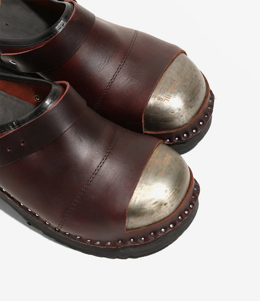 Steel Toe Safety Clog ?C Bordeaux Leather Multi Density Cushioning