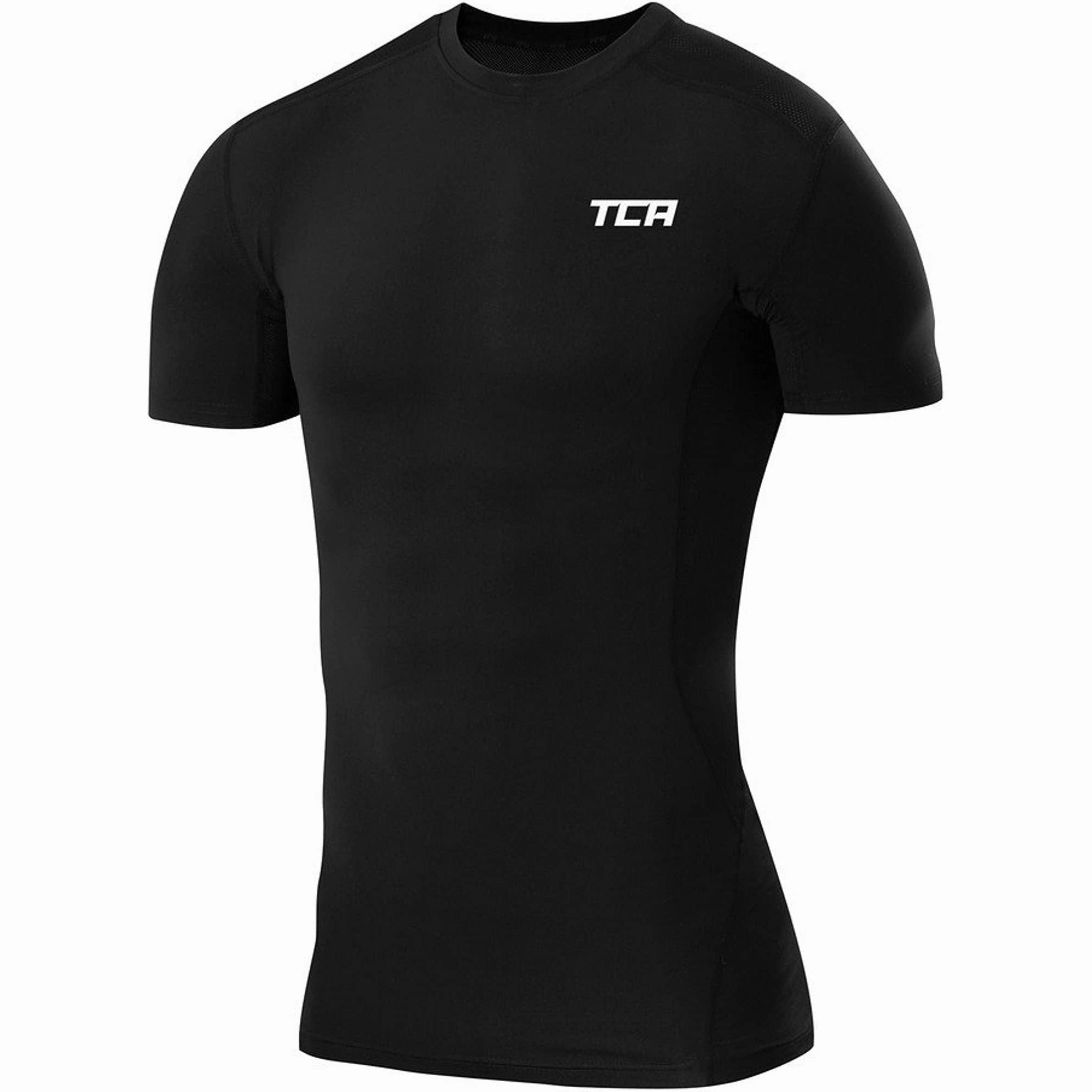 Thermal Regulation Fabric TCA FX Laser Mens Short Sleeve Compression Top - Black