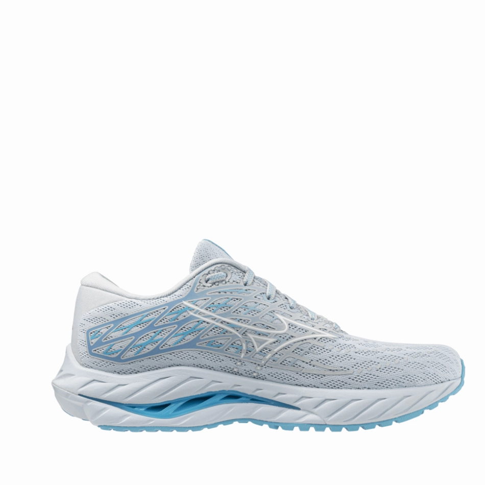 Mizuno Women's Wave Inspire 20 Running Shoes in Plein air/white/river blue elegant - style shoes adjustable - straps - adjustability shoes