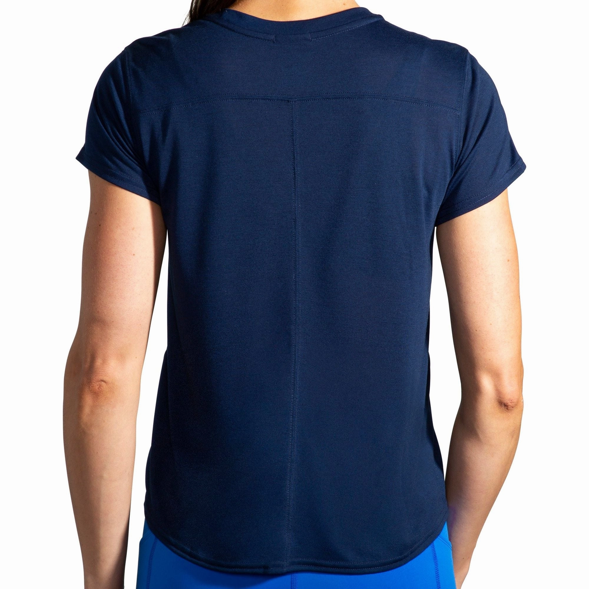 Brooks Distance Graphic Short Sleeve Womens Running Top - Navy Cold Wash Optimized EasyCare Fabric