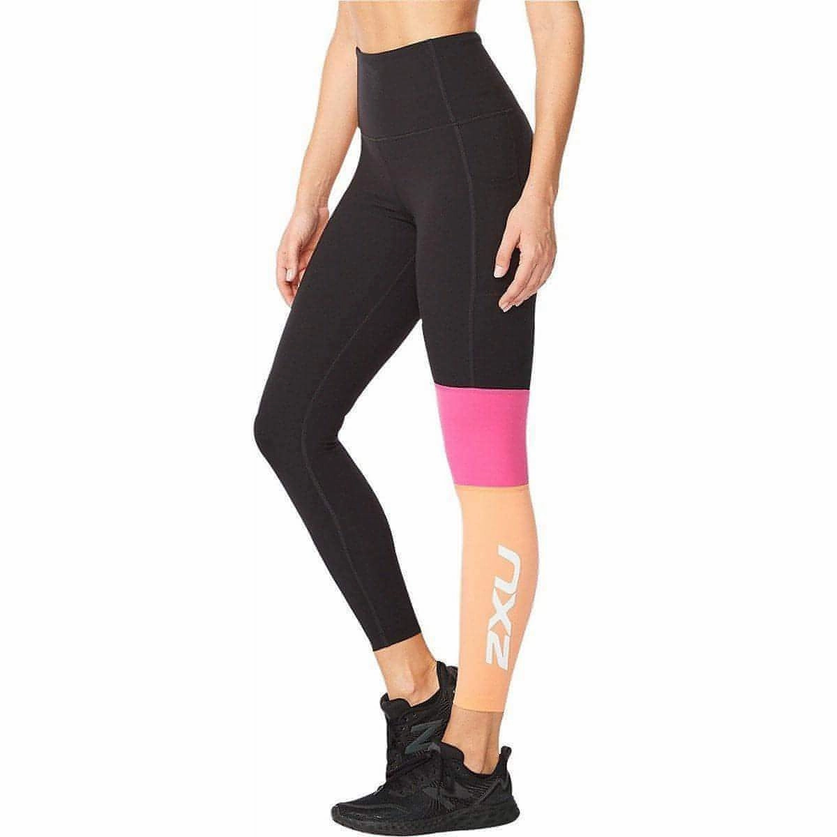 Maximum Comfort 2XU Form Block Hi Rise Compression Womens Long Running Tights - Black