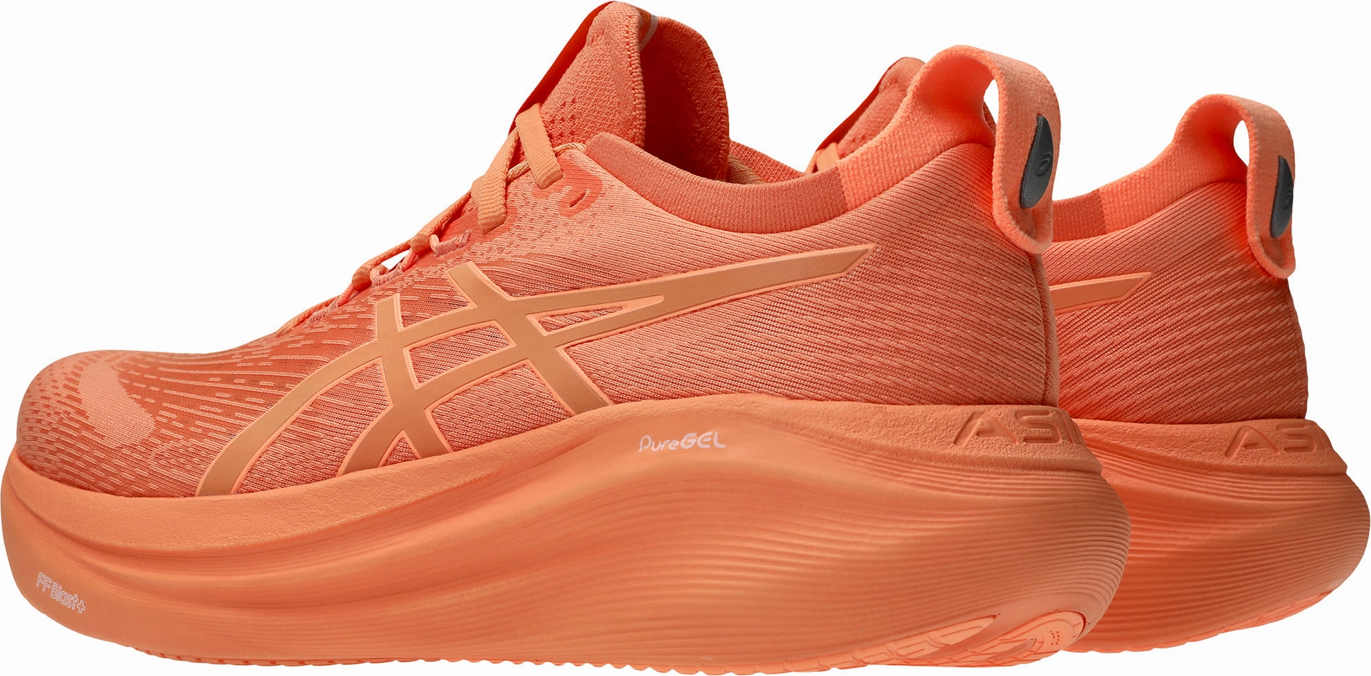 Asics Gel Nimbus 27 Lite-Show Womens Running Shoes - Orange posture - correcting shoes Elastic Lacing