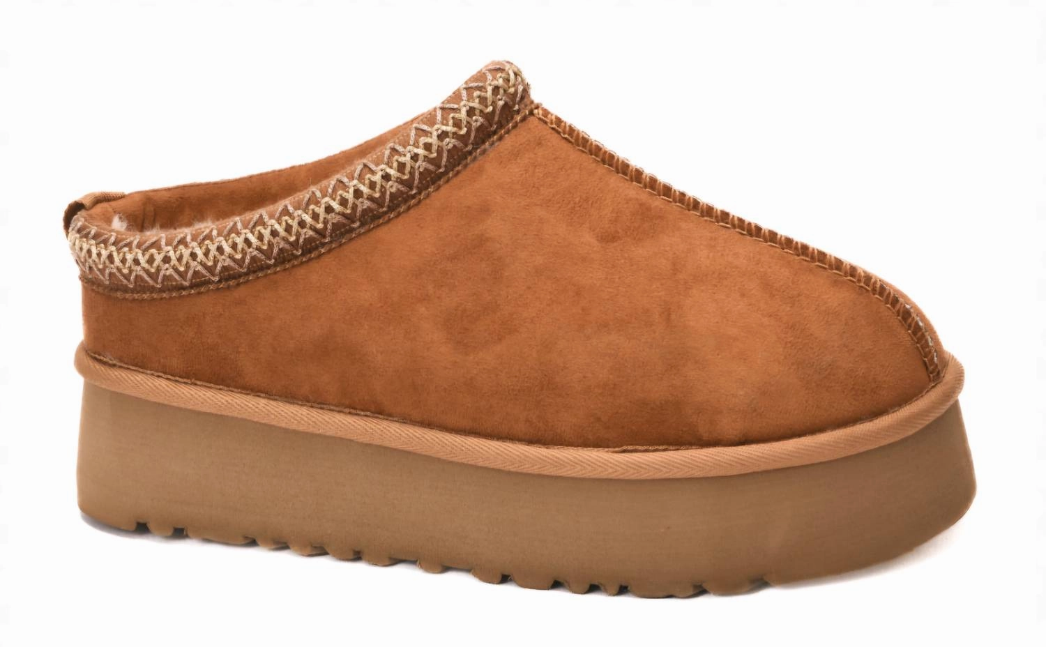 Comfortable Durability ReinforcedToe Pillow Talk Faux Suede Platform Slippers In Brown