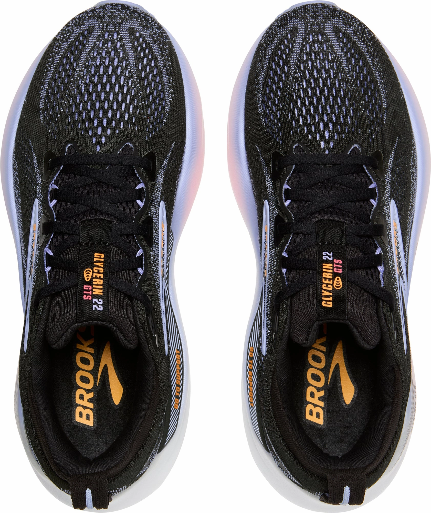 StretchMesh Brooks Glycerin GTS 22 Womens Running Shoes - Black