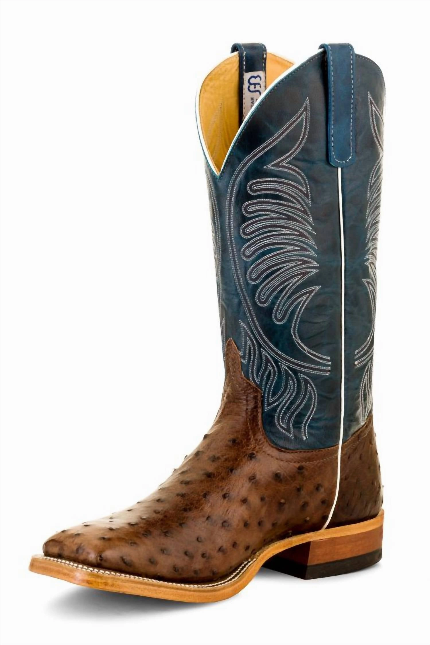 Grippy Outsole Adventure Seeker Women's Ostrich Kango Leather Sole Exotic Boot In Dark_Brown/blue