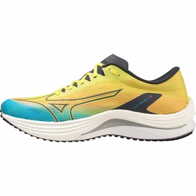 Sweat Resistant Lining Mizuno Wave Rebellion Flash Mens Running Shoes - Yellow