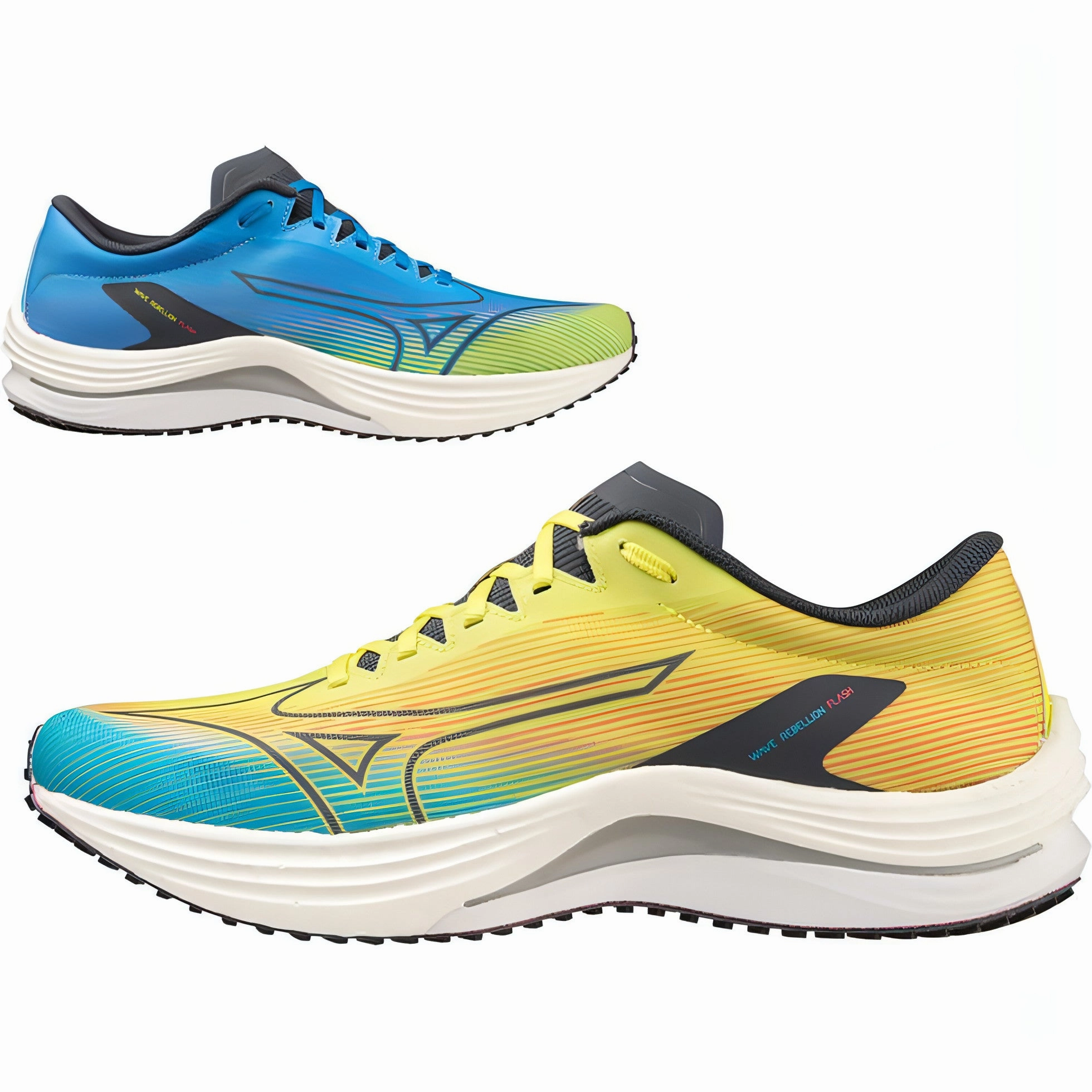 Mizuno Wave Rebellion Flash Mens Running Shoes - Yellow Padded Fit Hyper Breathable Knit