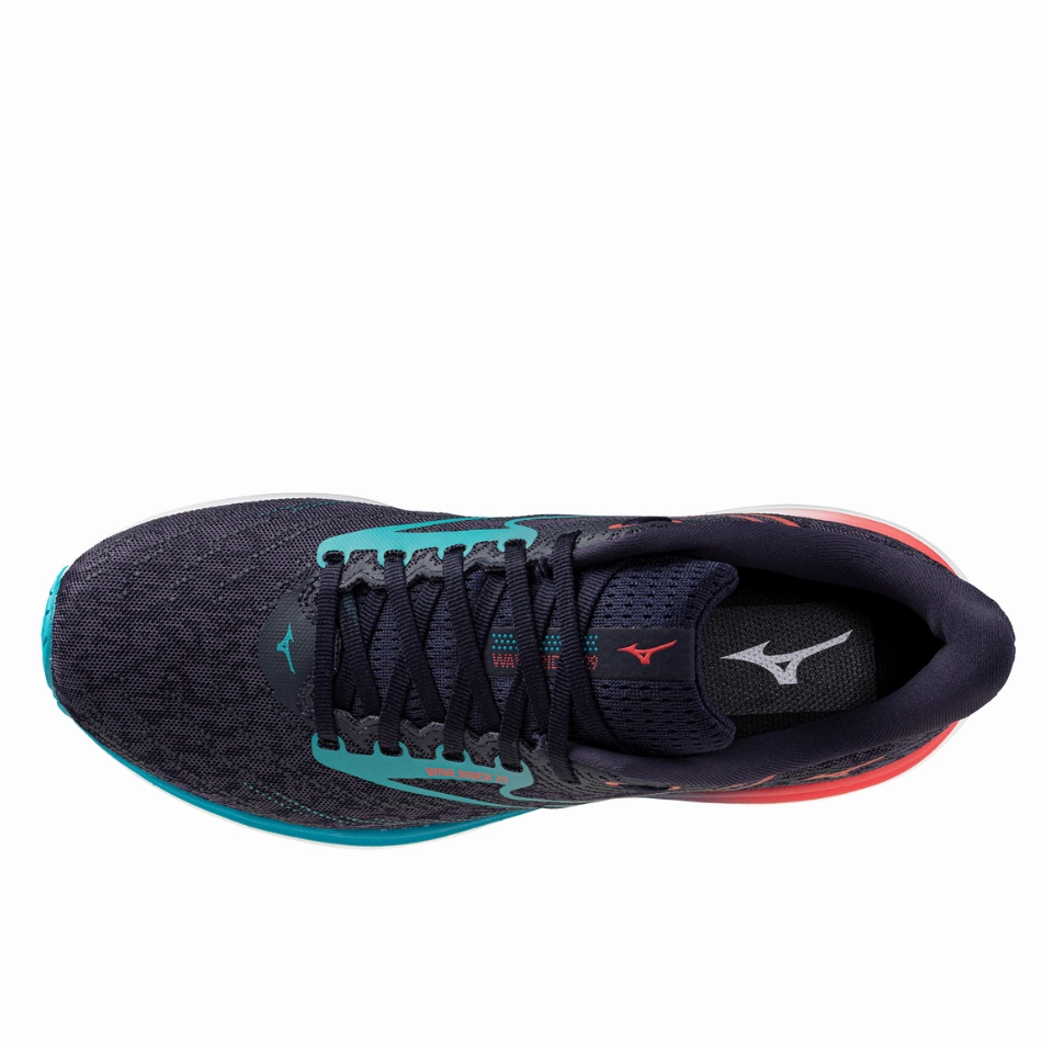 Energy Cells Mizuno Men's Wave Rider 29 Running Shoes in Odyssey Gray/Capri Breeze/Calypso Coral AW25