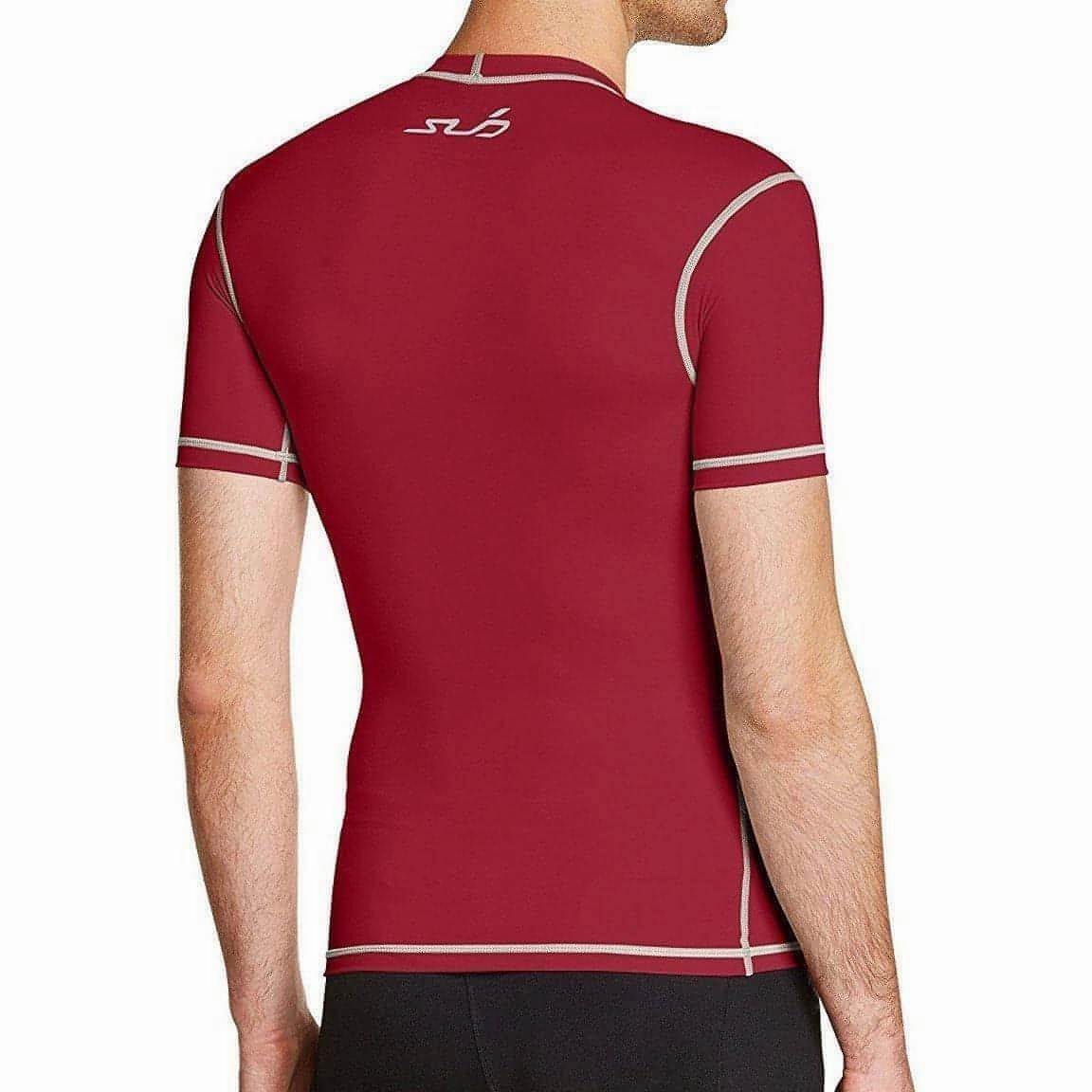Comfortable Touch Light and Comfortable Sub Sports Dual Compression Baselayer Mens Short Sleeve Top - Red