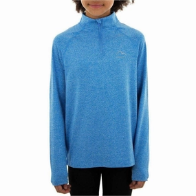More Mile Train To Run Half Zip Junior Running Top - Blue Art Sustainable