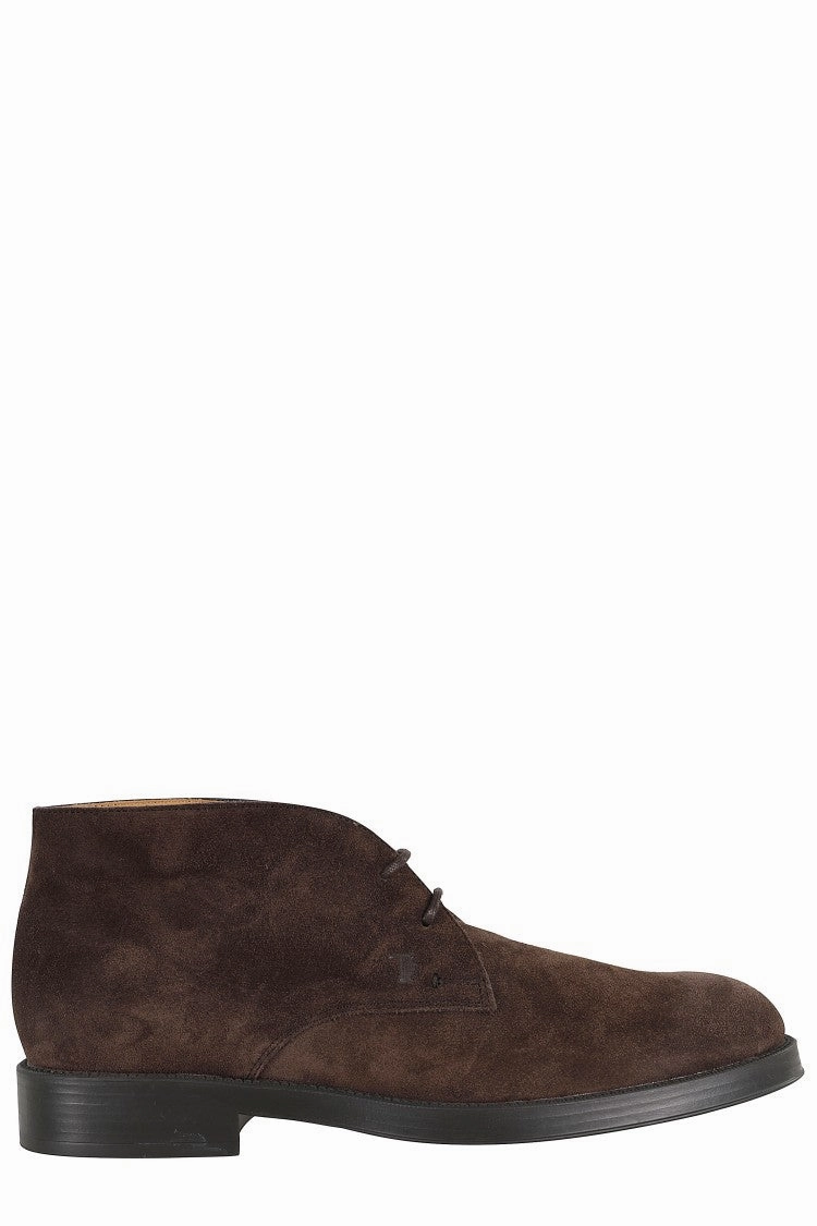 Suede Ankle Boot With Lace-Up Closure And Rubber Sole Street Utility Compact Form
