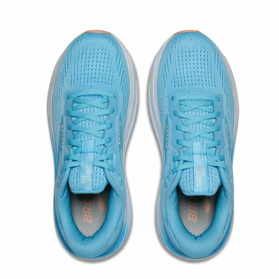 Brooks Women's Ghost Max 2 Running Shoes in Baltic Sea/Bonnie Blue/Peach SS25 OdorResistant ultra - marathon shoes