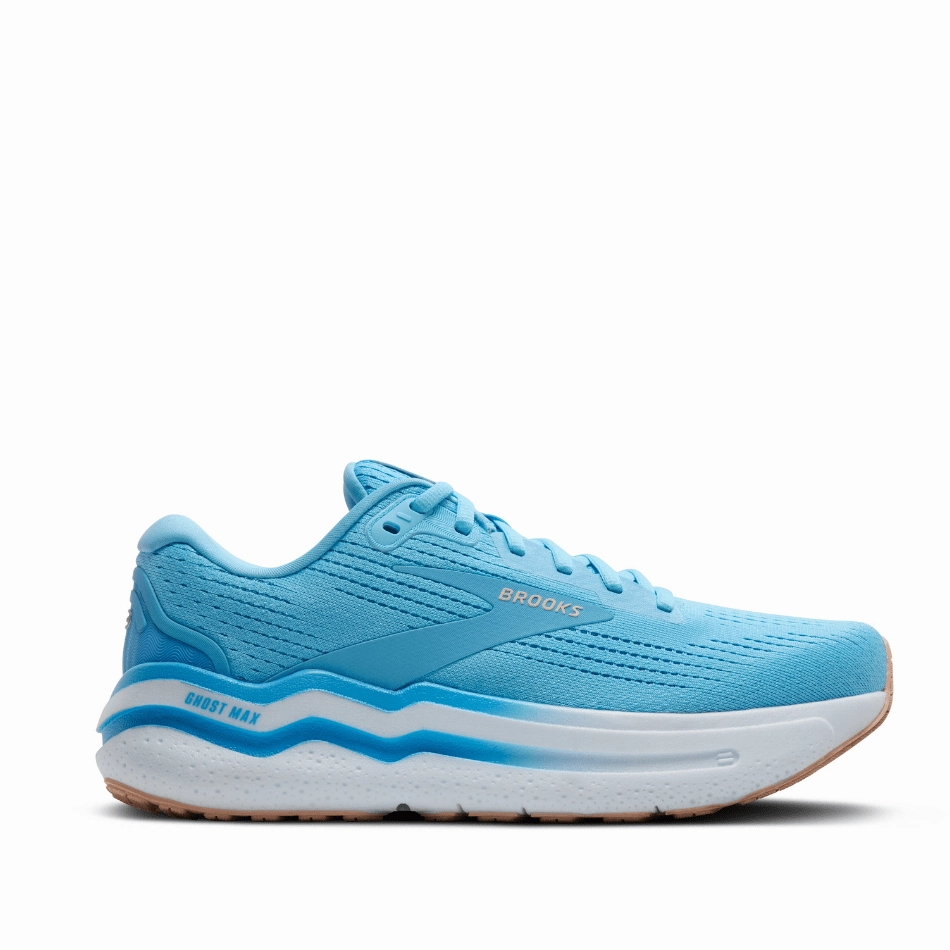 Brooks Women's Ghost Max 2 Running Shoes in Baltic Sea/Bonnie Blue/Peach SS25 custom - made running shoes Grounded Stride Technology