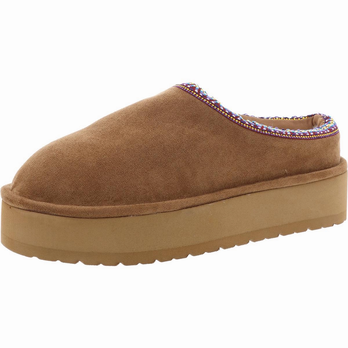 Elyse Womens Faux Fur Lined Platform Scuff Slippers Speed