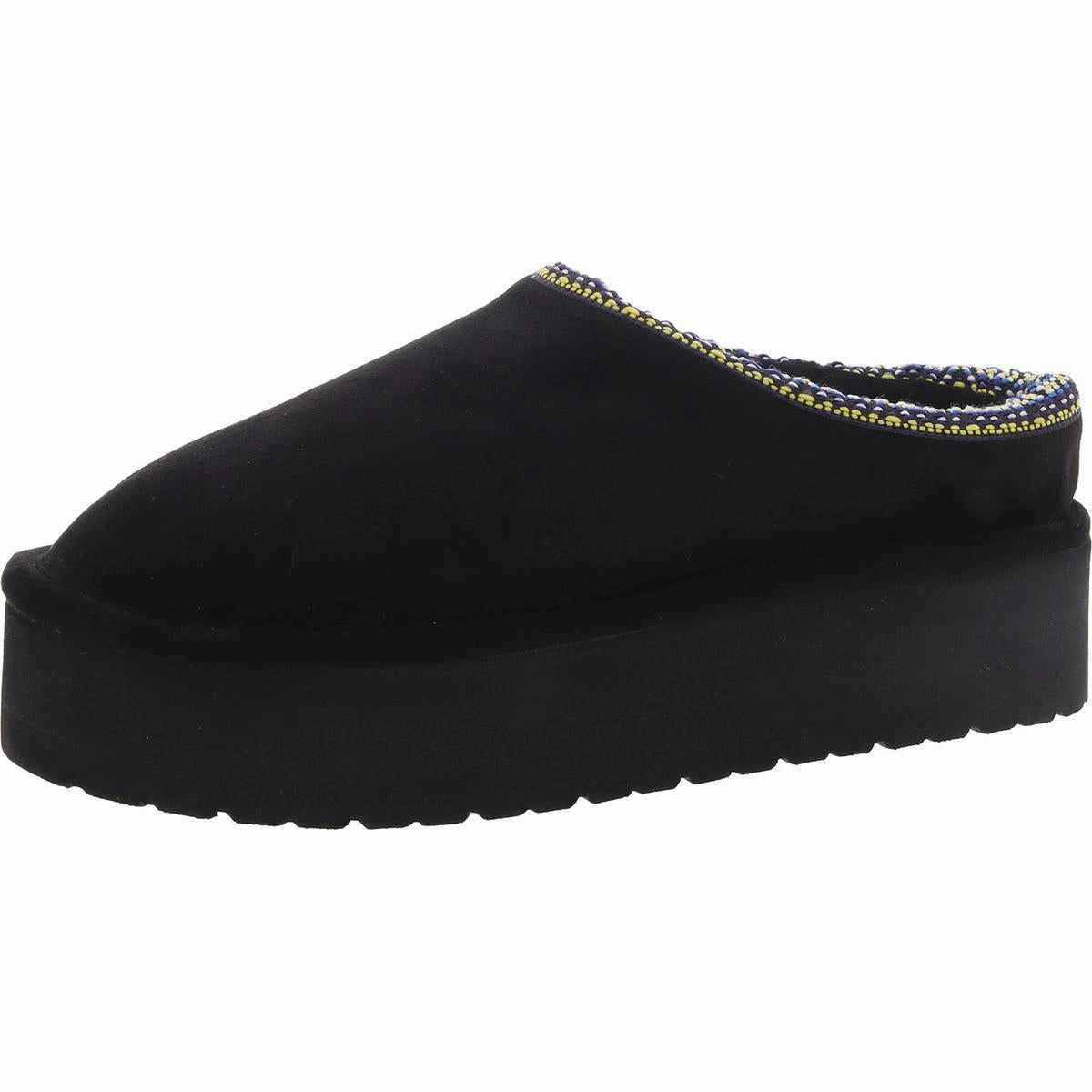 Elyse Womens Faux Fur Lined Platform Scuff Slippers Foot Support