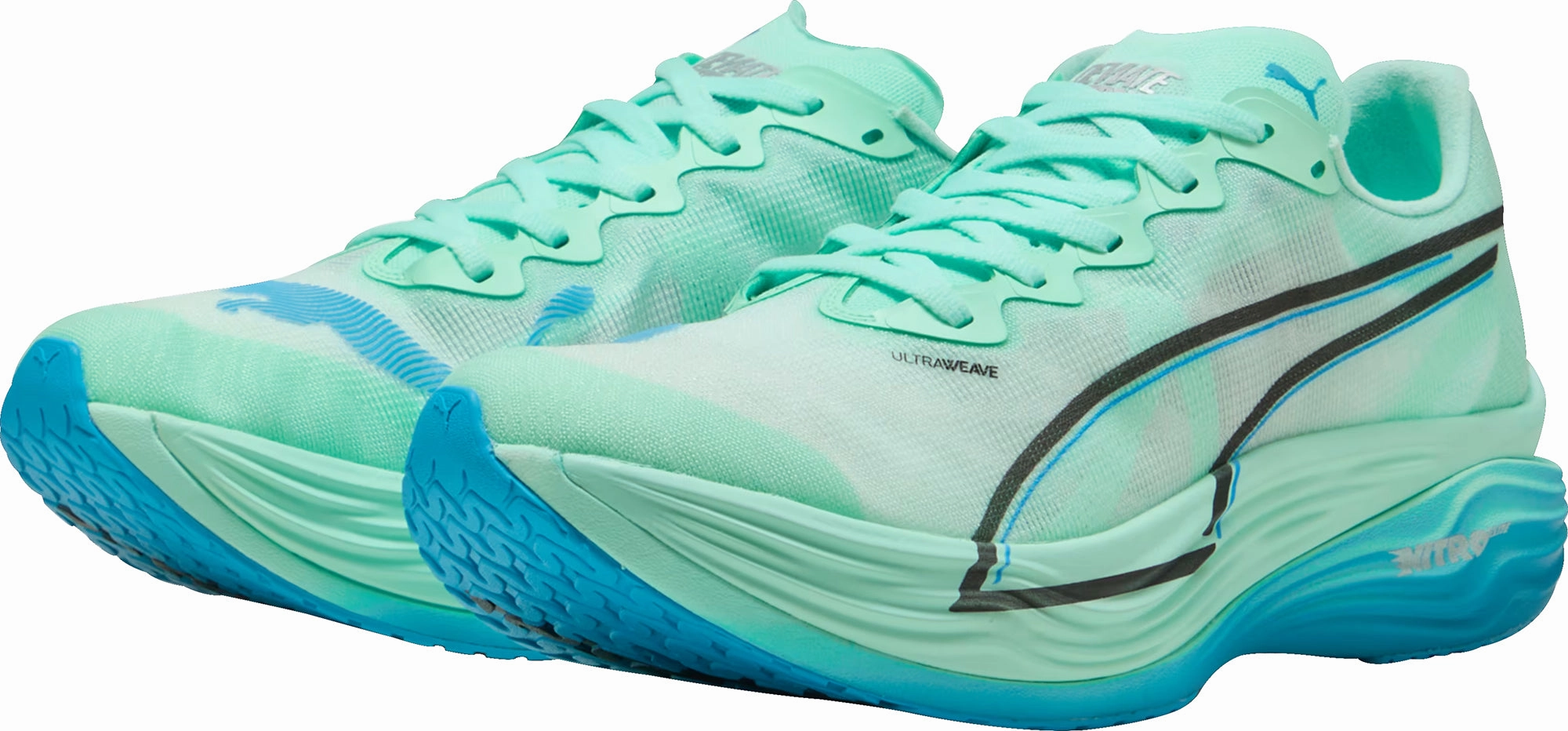 compression socks Cooling Ventilation Channels Puma Deviate Nitro Elite 3 Womens Running Shoes - Green