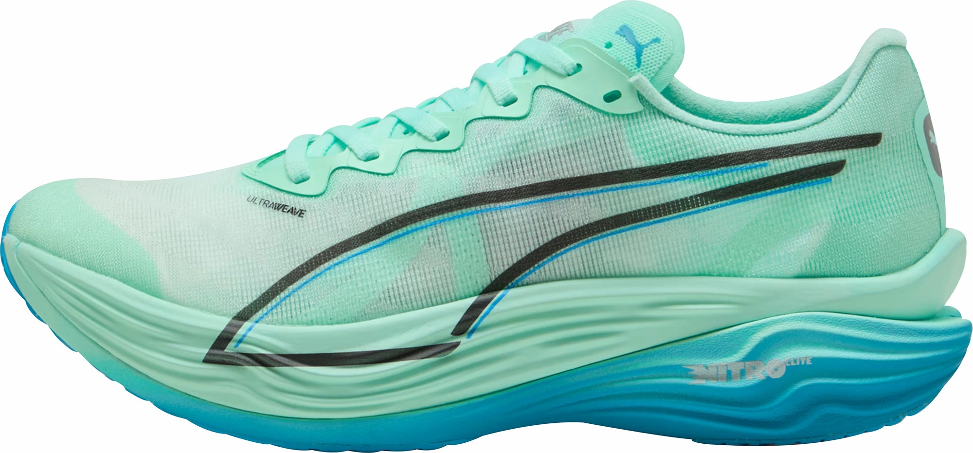 Puma Deviate Nitro Elite 3 Womens Running Shoes - Green padded collar running shoes Cushioned heel