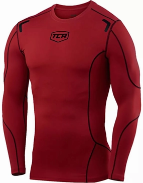 TCA Elite Plus Long Sleeve Junior Compression Top - Red Yoga - wear