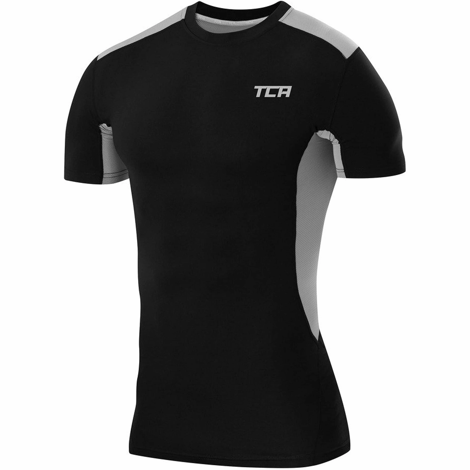 TCA FX Laser Mens Short Sleeve Compression Top - Black Quick Dry Wear