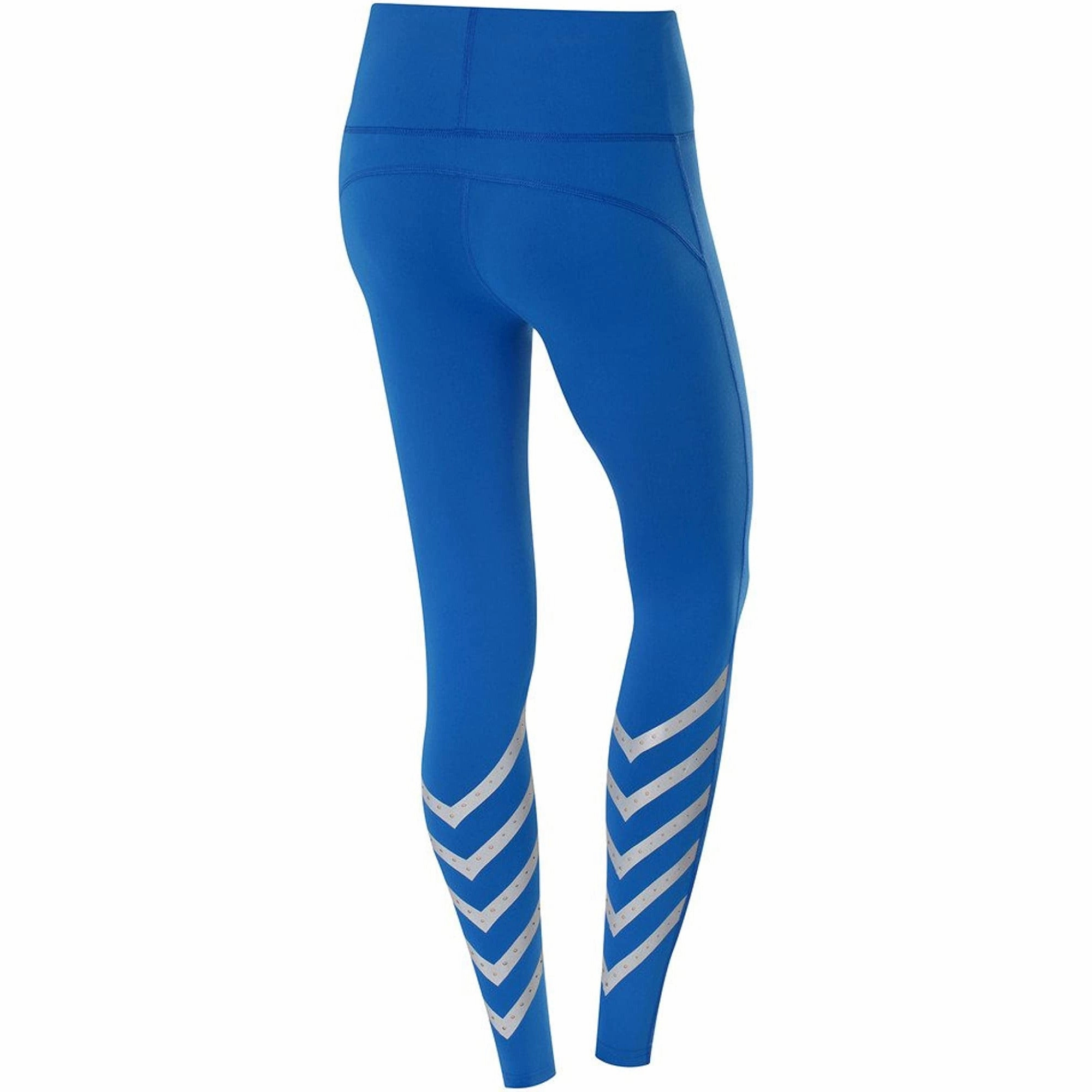 TCA Laser Tech Reflective Womens Long Running Tights - Blue Fitness Friendly