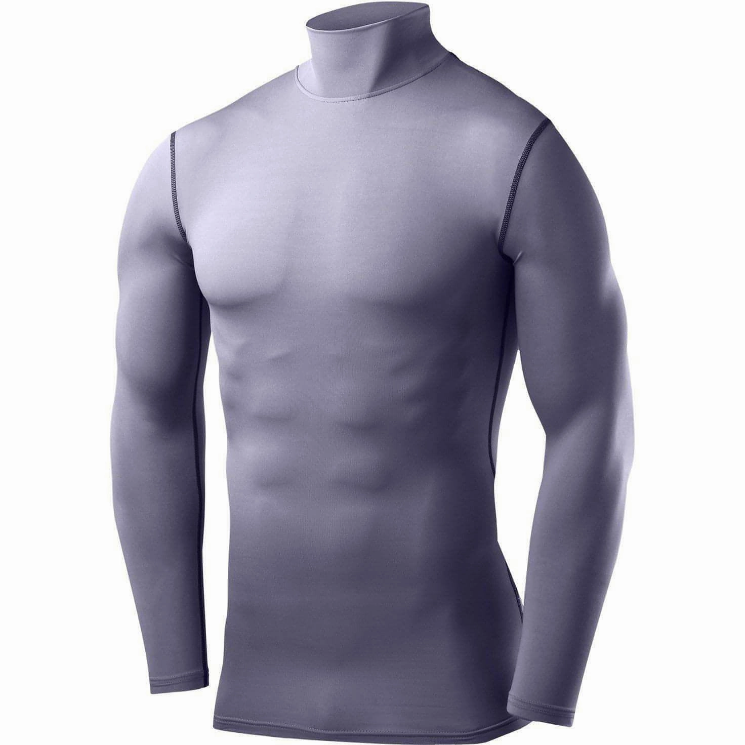 TCA PowerLayer Long Sleeve Mock Mens Compression Top - Grey Book Retirement gift