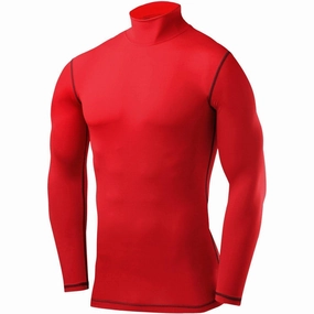Playroom Thermal Regulation Tech TCA PowerLayer Long Sleeve Mock Mens Compression Top - Red