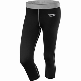 TCA Pro Performance Endurance Womens 3/4 Capri Running Tights - Black Quick Dry Minimalist Style
