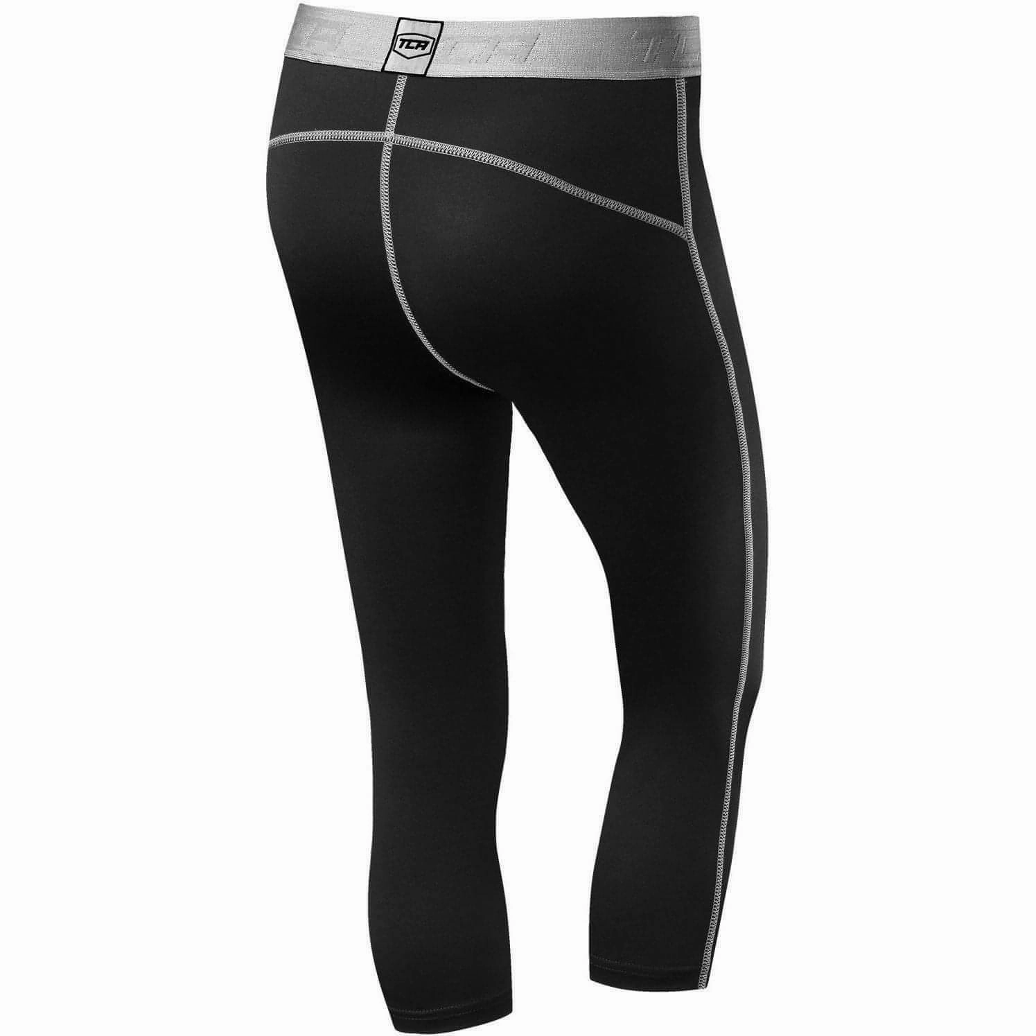 TCA Pro Performance Endurance Womens 3/4 Capri Running Tights - Black All Day Comfort