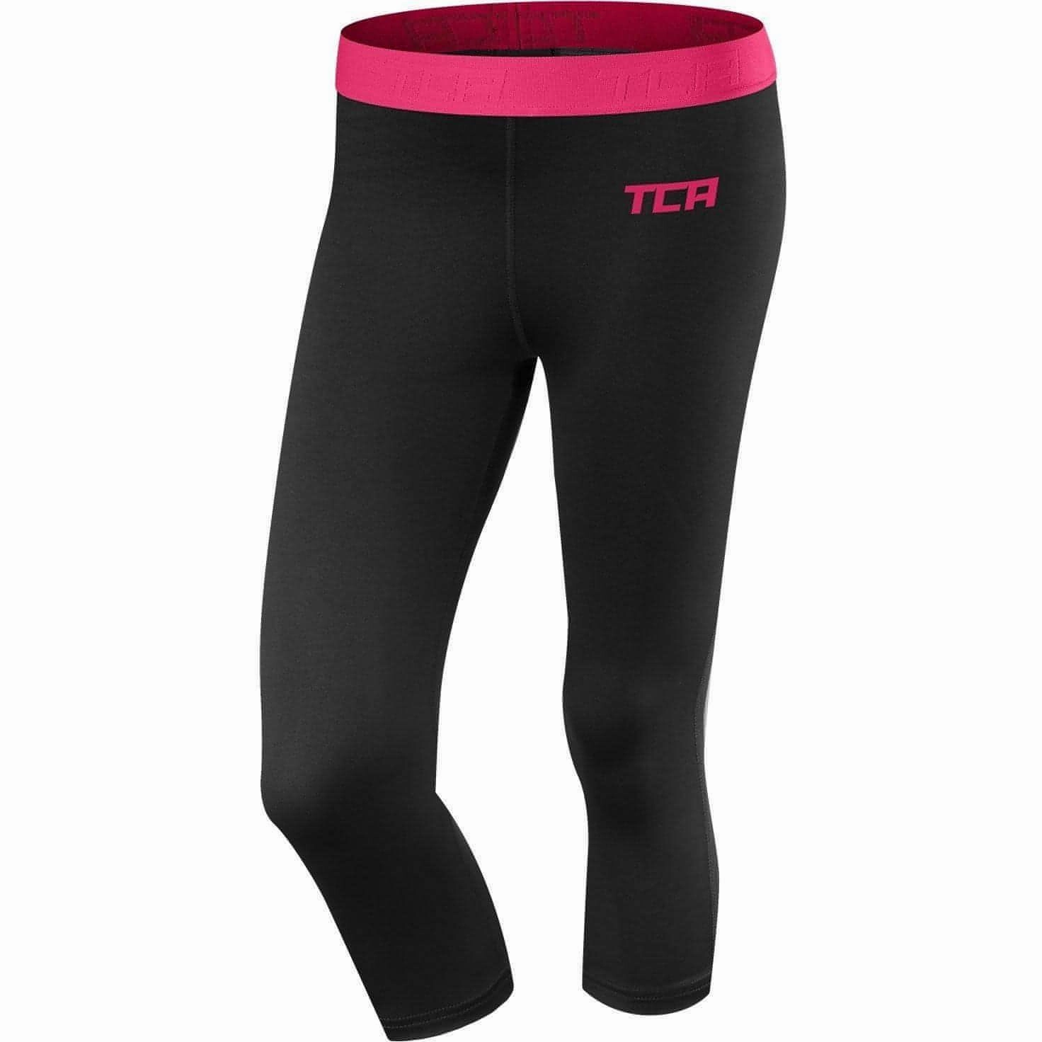 Body Shaping Travel Enthusiast Tough Build TCA Pro Performance Endurance Womens 3/4 Capri Running Tights - Black