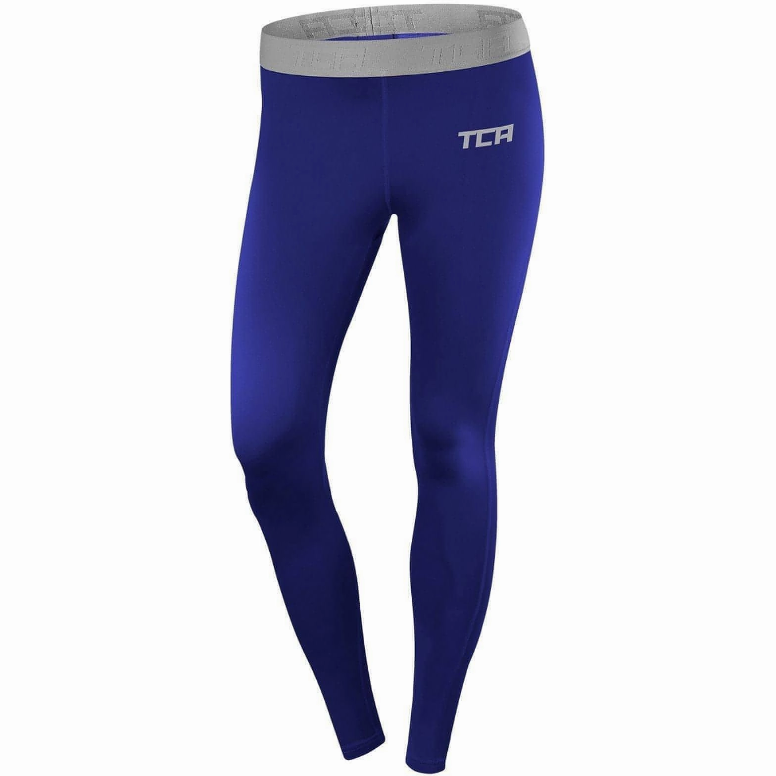 TCA Pro  Performance Endurance Womens Compression Tights - Blue Urban Commuter Squat Proof Smooth Compression