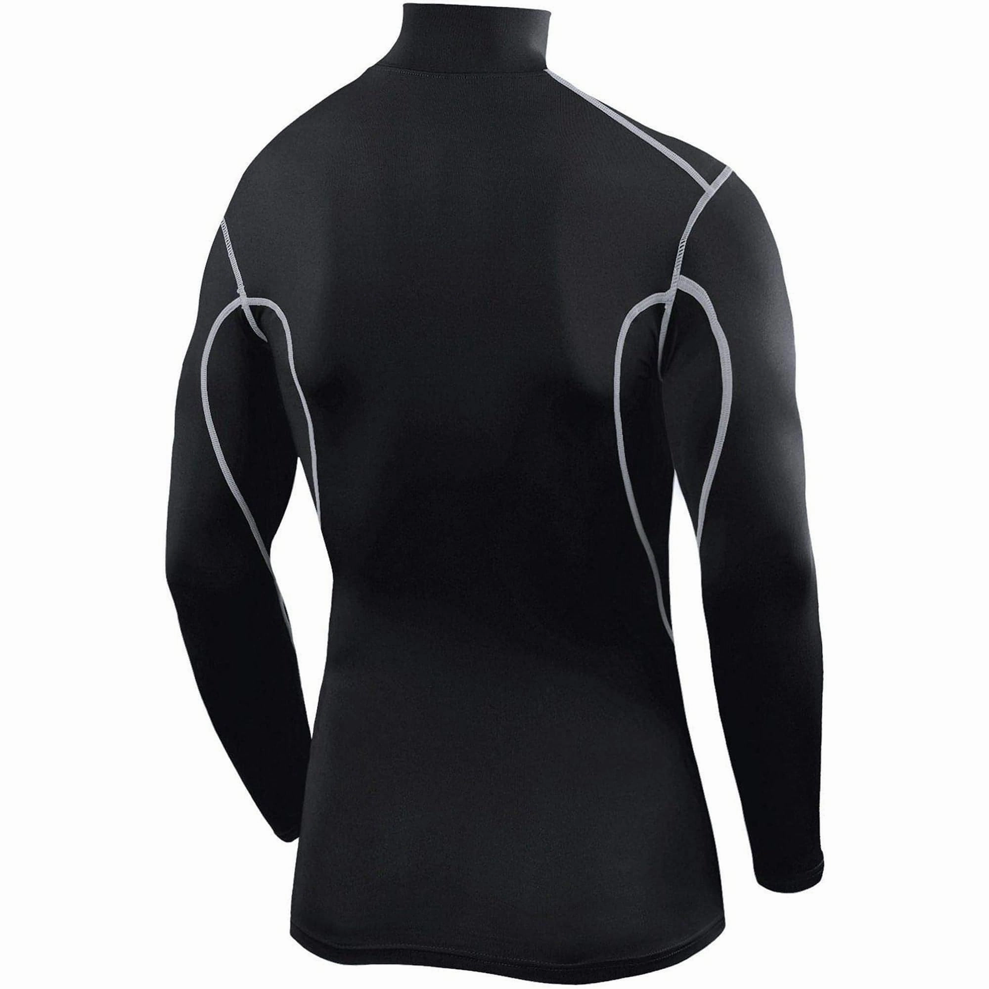 TCA Pro Performance Long Sleeve Mock Junior Compression Top - Black Tear Resistant Stitching Lightweight Yarn Composition