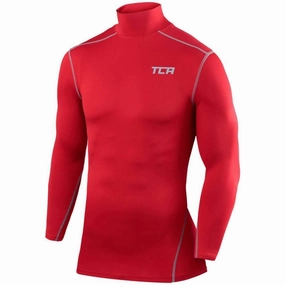 TCA Pro Performance Long Sleeve Mock Junior Compression Top - Red Quality - conscious Office Worker