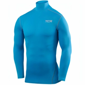 Printed TCA Pro Performance Long Sleeve Mock Mens Compression Top - Blue