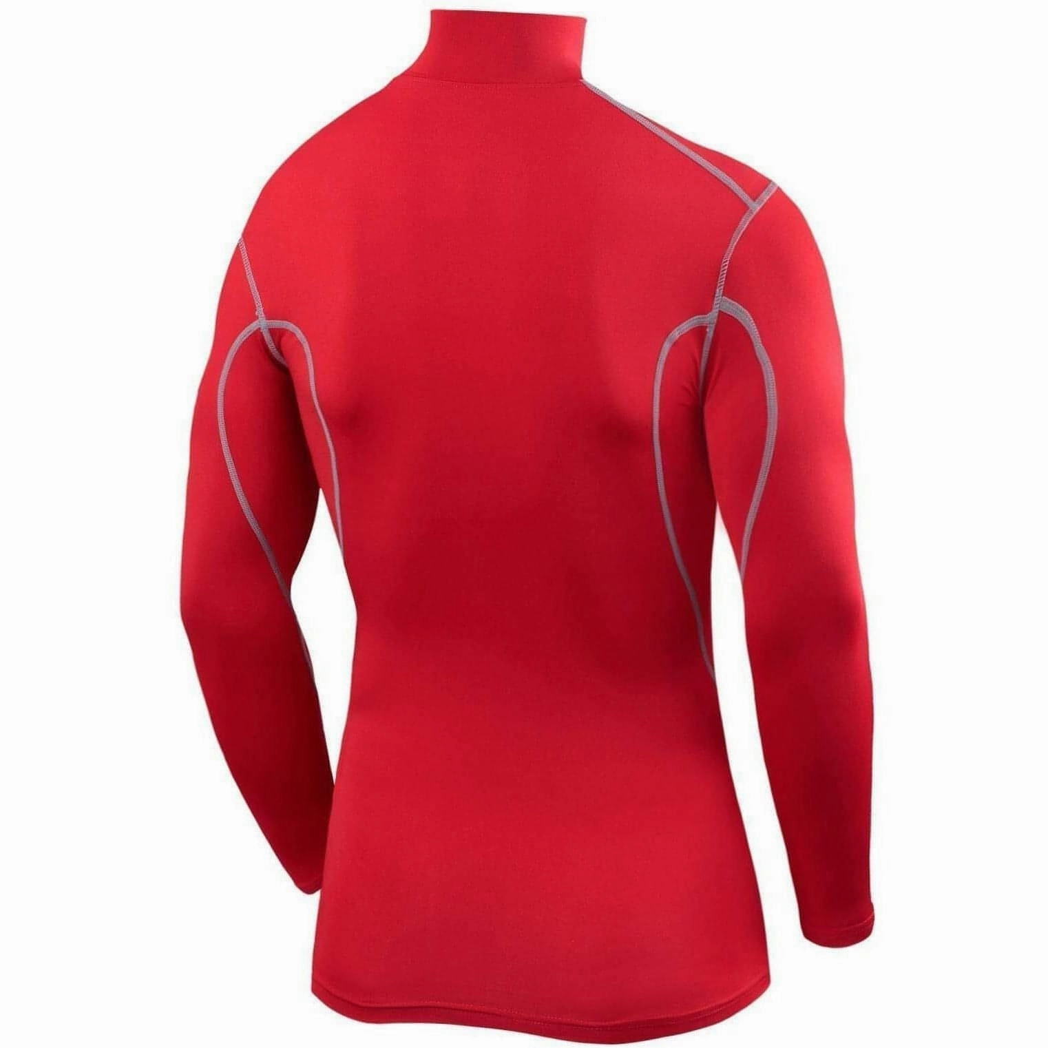 TCA Pro Performance Long Sleeve Mock Mens Compression Top - Red Yoga enthusiast Halloween