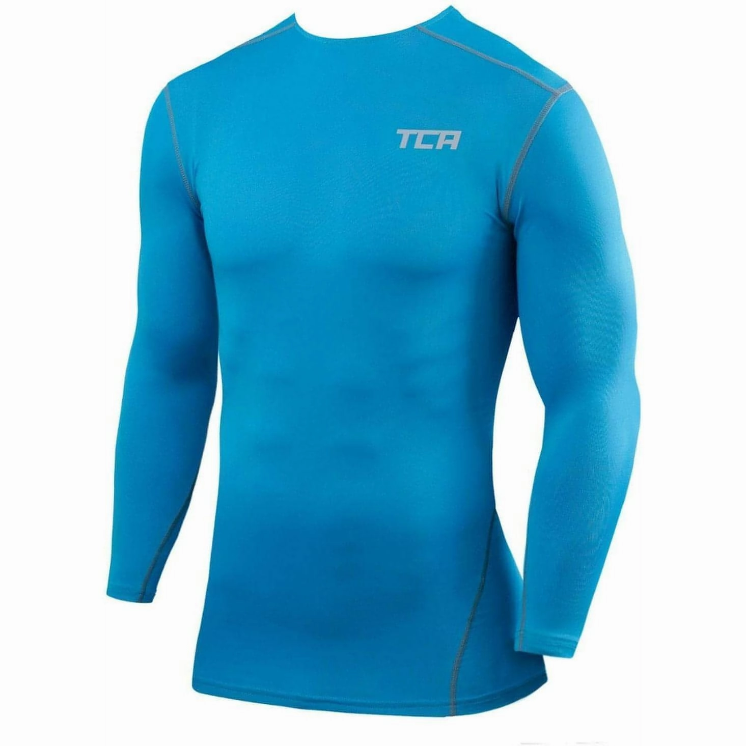 Interview Hooded TCA Pro Performance Mens Long Sleeve Compression Top - Blue