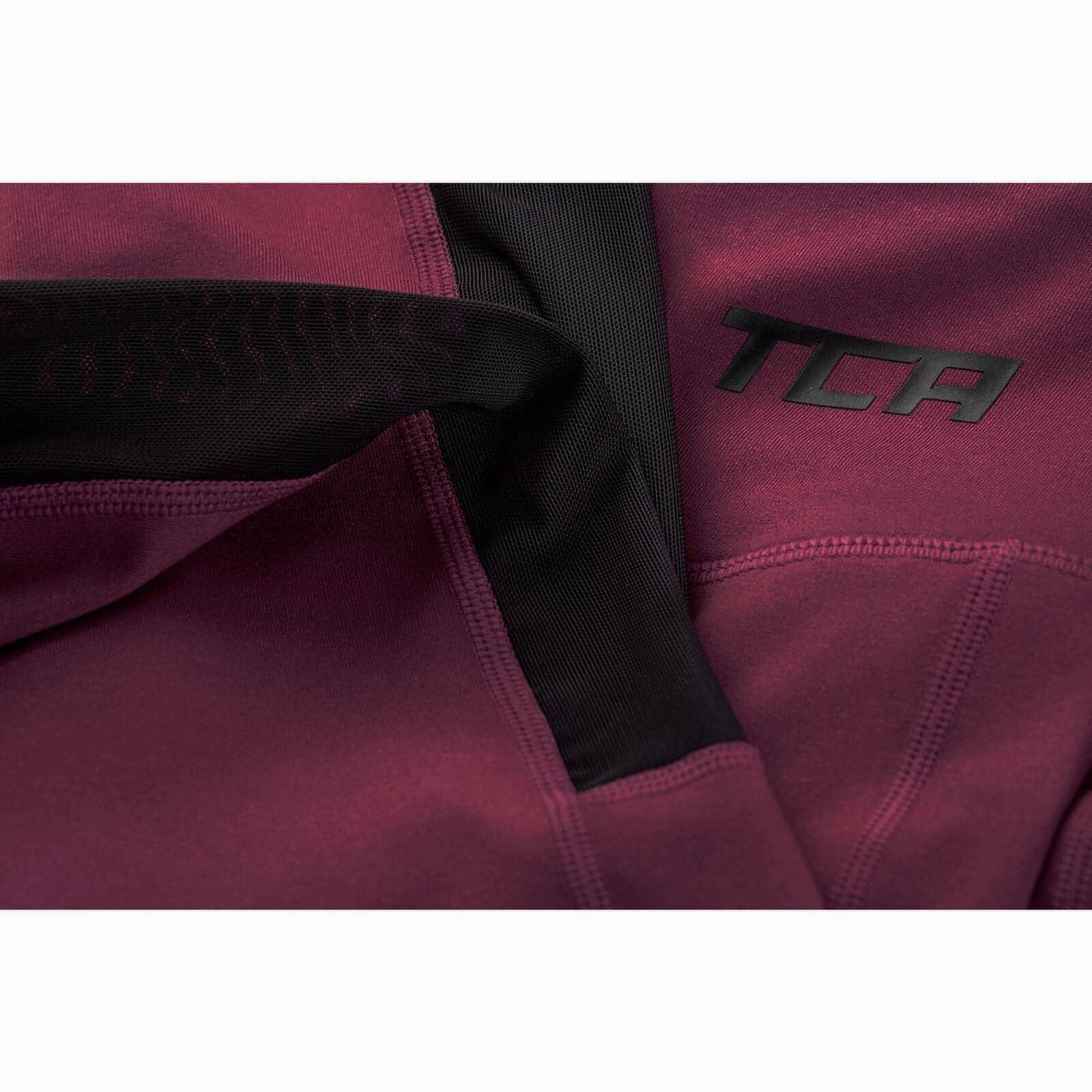 TCA Pro Performance MeshLuxe Womens Long Running Tights - Pink Layered Overlay Design