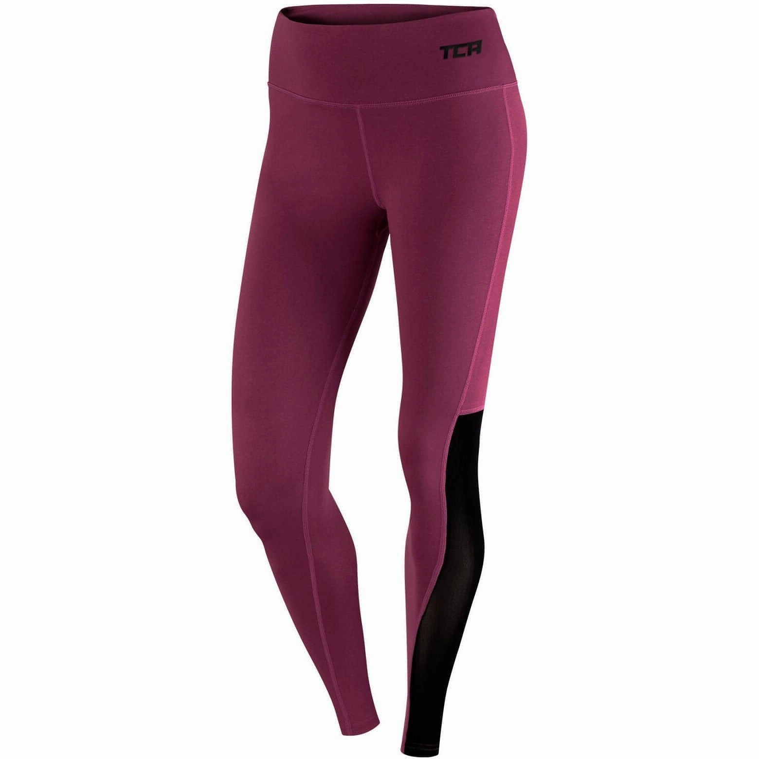 TCA Pro Performance MeshLuxe Womens Long Running Tights - Pink Smart and Stylish