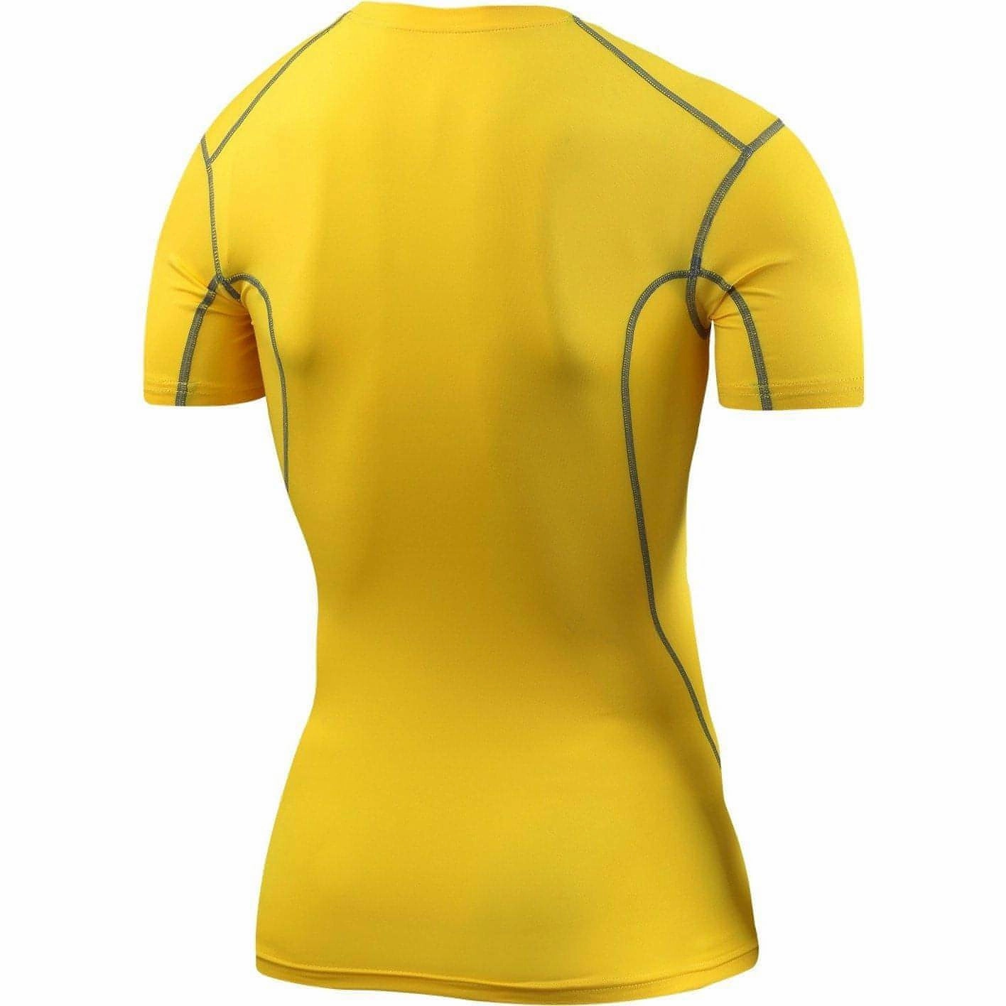 TCA Pro Performance Short Sleeve Thermal Junior Compression Top - Yellow Raw Hem Finish
