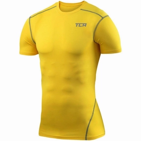 Active Outfit Style TCA Pro Performance Short Sleeve Thermal Junior Compression Top - Yellow