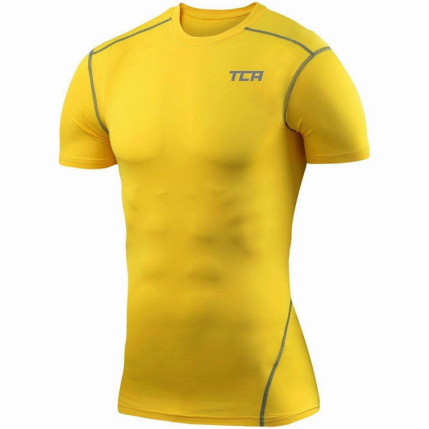 Active Outfit Style TCA Pro Performance Short Sleeve Thermal Junior Compression Top - Yellow