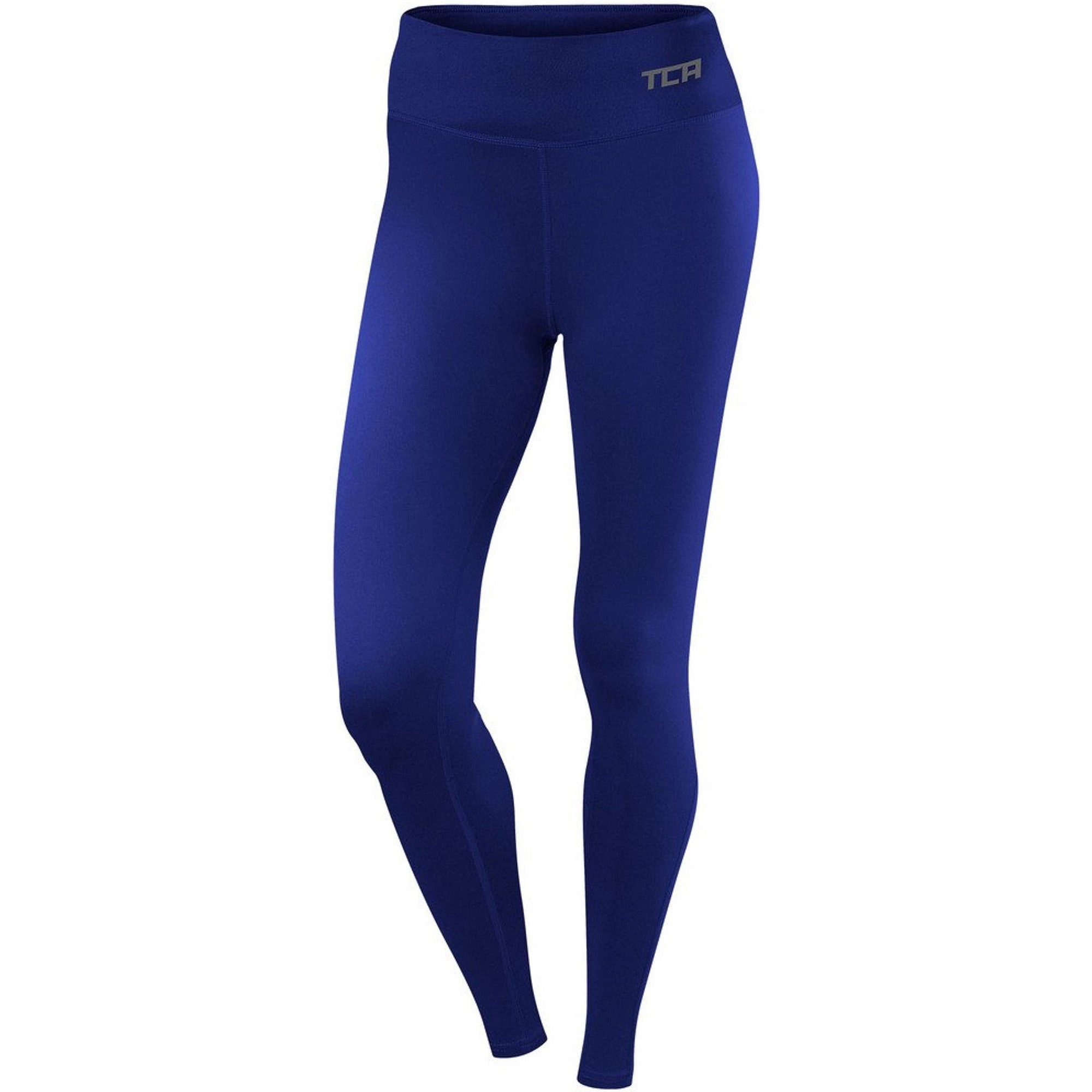 TCA Pro Performance Supreme High Waist Womens Long Running Tights - Blue Evening Walk Unisex Style Durable Abrasion Resistant Fabric