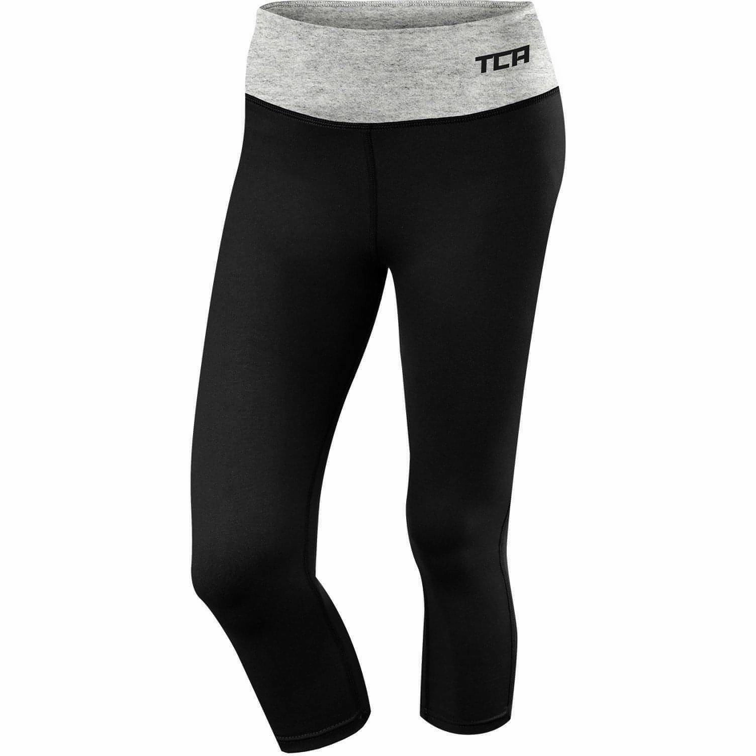 TCA Pro Performance Supreme Womens 3/4 Capri Running Tights - Black High Elasticity