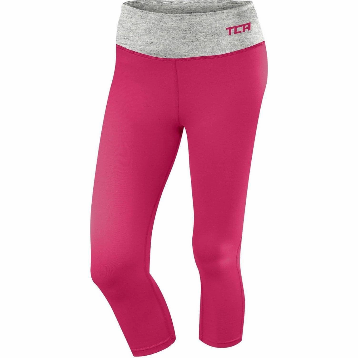 Work Commute Mesh Panel TCA Pro Performance Supreme Womens 3/4 Capri Running Tights - Pink