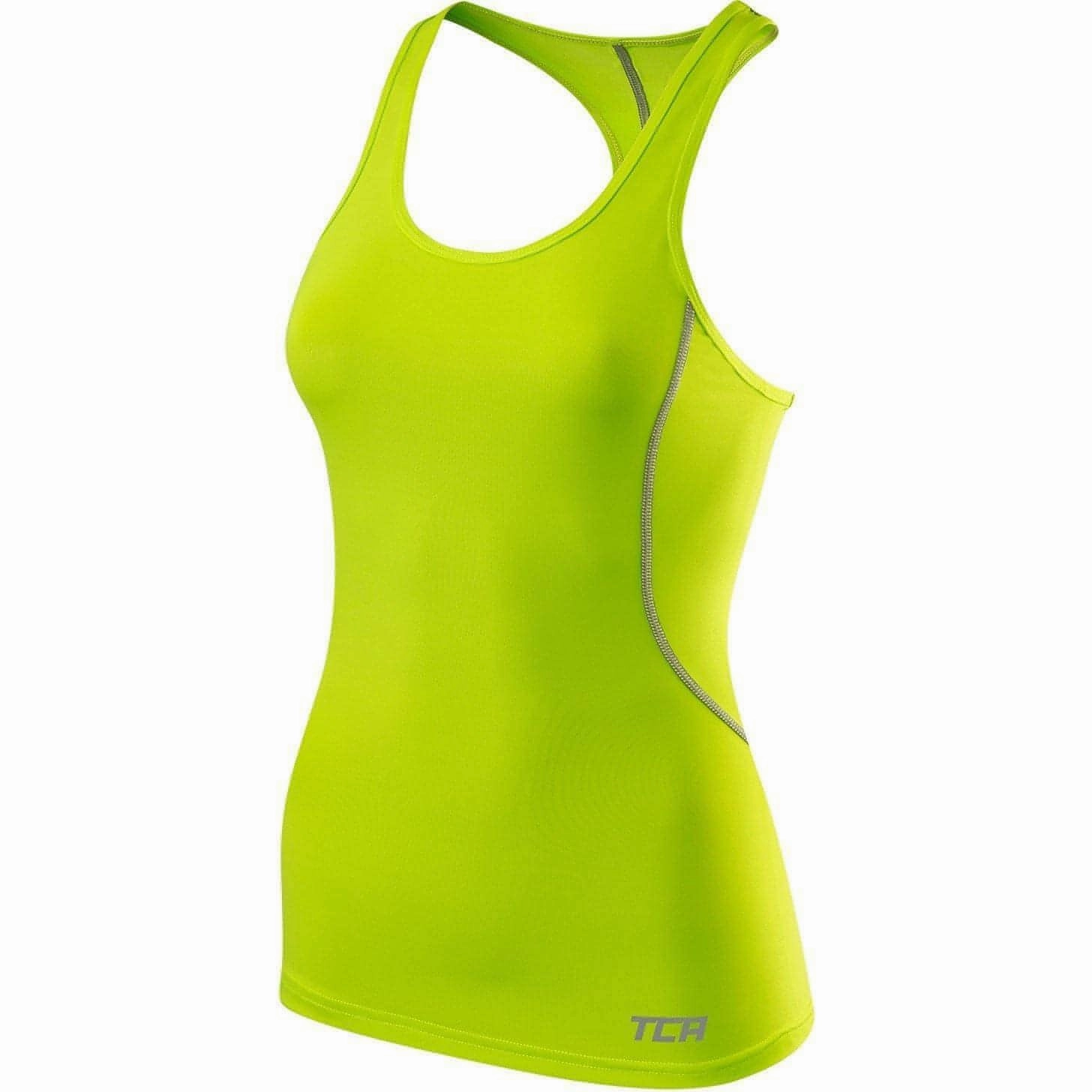 Secure Pockets Static Dissipative Fiber TCA Pro Performance Womens Running Vest Tank Top - Green